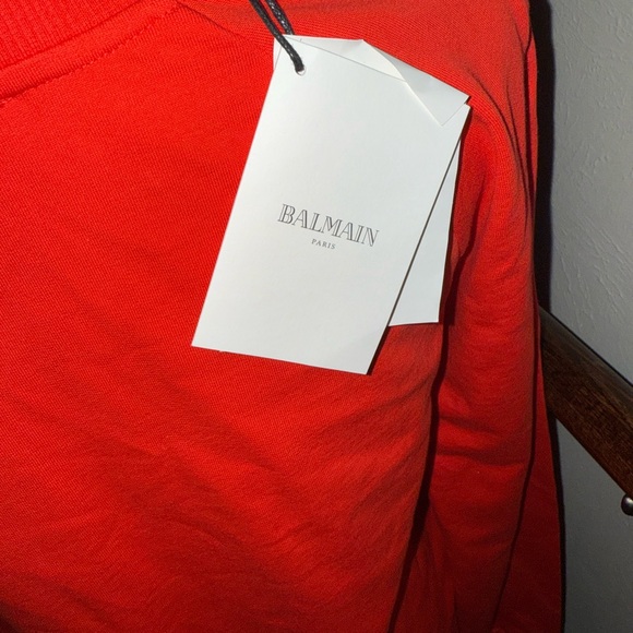 Balmain Vibrant Red Crewneck Sweater - Picture 4 of 12